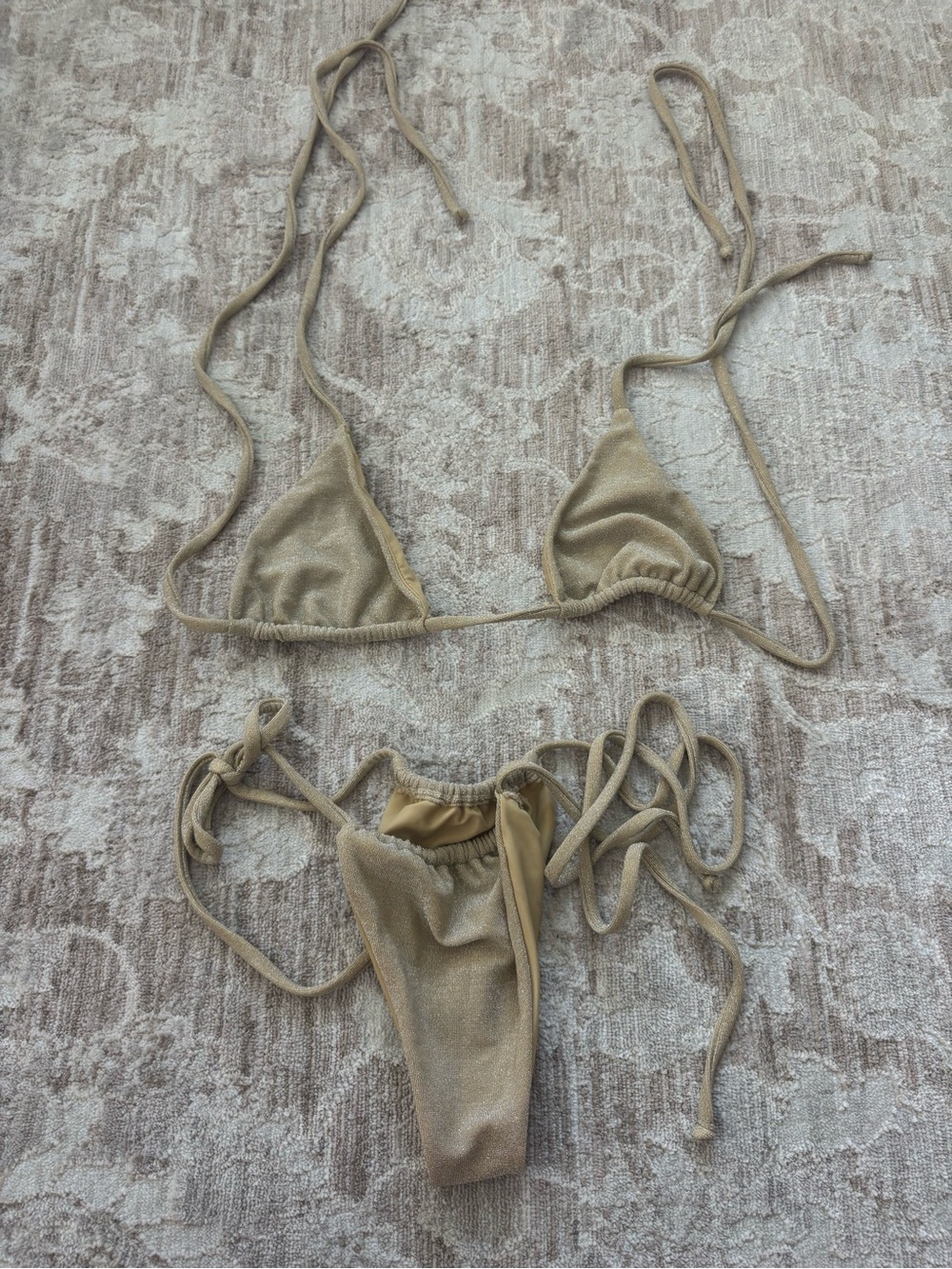 Shimmering Gold String Bikini Set